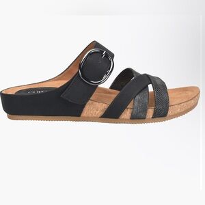 EUROSOFT -Slide Sandal Black with Criss-Cross Straps